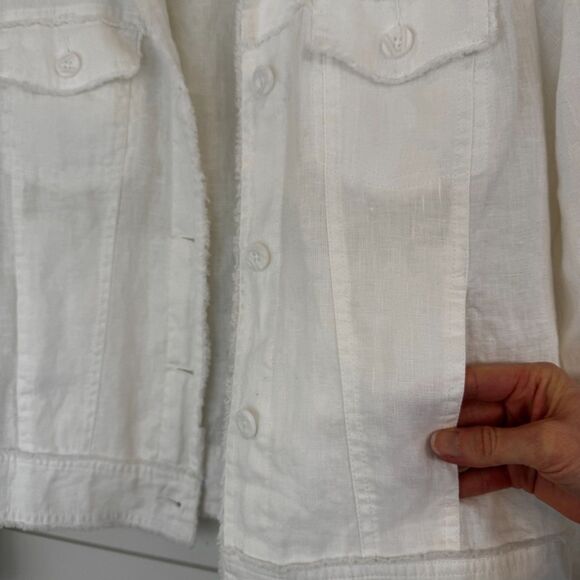 Tommy Bahama Two Palms Linen Jacket White Raw Edge Summer Coastal Timeless Small - Picture 9 of 16